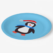 Klassischer Winterpinguin Pappteller (Schrägansicht)