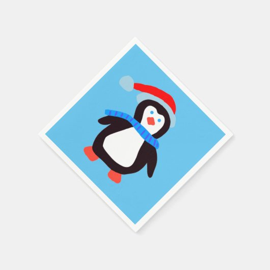 Klassischer Winterpinguin Serviette (Ecke)
