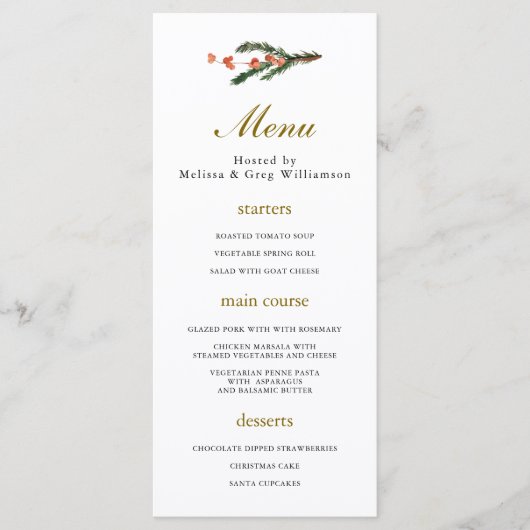 Klassischer Winterurlaub Menükarte (Vorderseite)