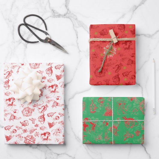 Klassischer Zauberer für Oz Weihnachten - 3 farbig Geschenkpapier Set (Vorderseite)
