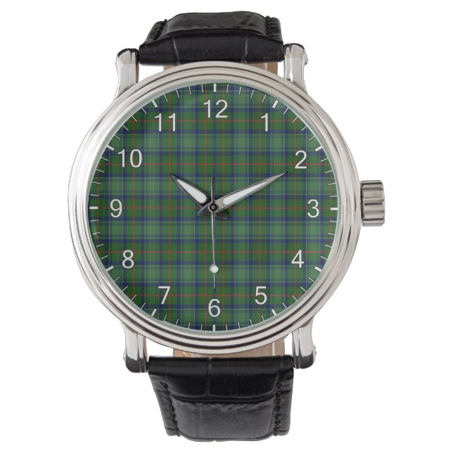 Klassischer Zeitloser Clan Cranstoun Tartan Karier Armbanduhr (Vorderseite)
