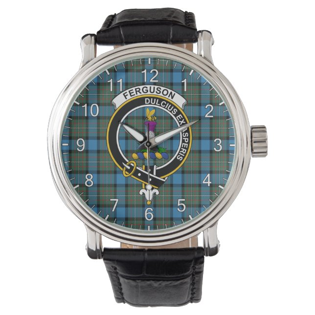 Klassischer Zeitloser Clan Ferguson Ancient Tartan Armbanduhr (Vorderseite)