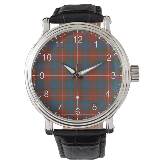 Klassischer Zeitloser Clan Fraser Alter Tartan Kar Armbanduhr (Vorderseite)