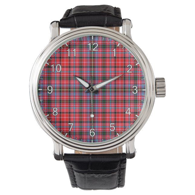 Klassischer Zeitloser Clan Udny Tartan Karierte Ge Armbanduhr (Vorderseite)