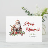 Klassischer zeitloser Weihnachtsmann mit Rentier | Feiertagskarte (Stehend Vorderseite)