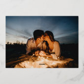 Klassisches 2-Foto Hochzeitsszenario speichern Sie Folieneinladung (Rückseite)