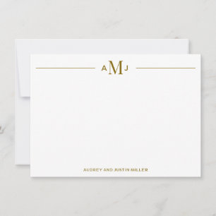 Klassisches 3-Buchstaben-Monogramm, personalisiert Mitteilungskarte