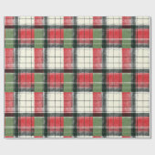 Klassisches abgenutztes grün-rotes Karomuster Geschenkpapier (Flach)