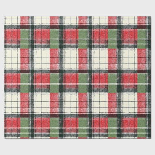 Klassisches abgenutztes grün-rotes Karomuster Geschenkpapier (Saum)