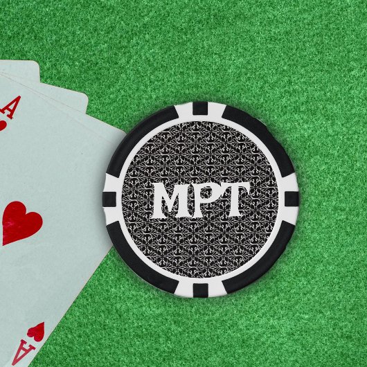 Klassisches Abstraktes Muster Schwarz-weißer Damas Pokerchips