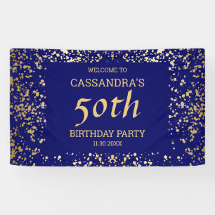 Klassisches Ägypten Gold Glitter Navy Blau Geburts Banner
