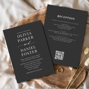 Klassisches All in One QR Code Elegante Hochzeit Einladung