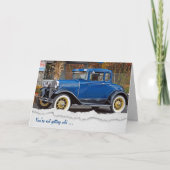 Klassisches altes Auto mit Hund Karte (Vorderseite)