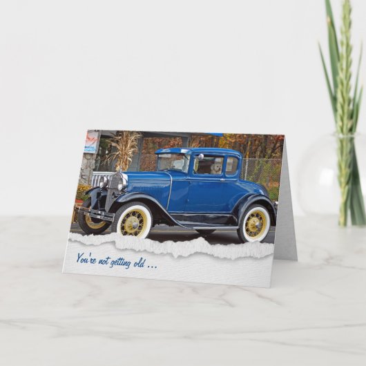 Klassisches altes Auto mit Hund Karte (Vorderseite)