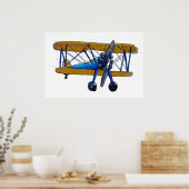 Klassisches altes Doppeldecker-Flugzeug mit Bugrad Poster (Küche)
