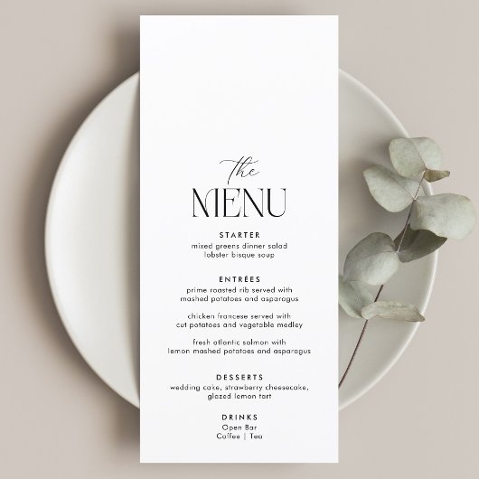 Klassisches Altes Geld Hochzeit Menükarte