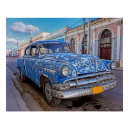 Klassisches amerikanisches Auto in Cienfuegos-Post Poster