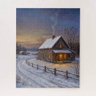 Klassisches amerikanisches Landhaus Weihnachten Puzzle