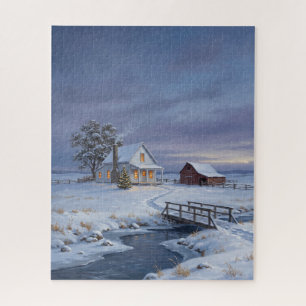 Klassisches amerikanisches Prairie Cottage Weihnac Puzzle