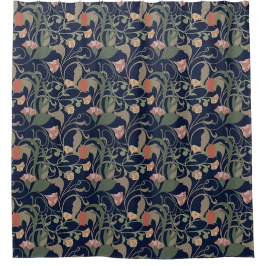 Klassisches antikes blaues Jugendstil-Muster Duschvorhang (Vorderseite)