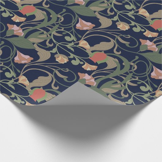 Klassisches antikes blaues Jugendstil-Muster Geschenkpapier (Ecke)