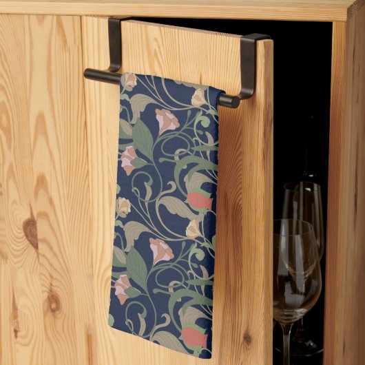 Klassisches antikes blaues Jugendstil-Muster Geschirrtuch (Drittel gefaltet)