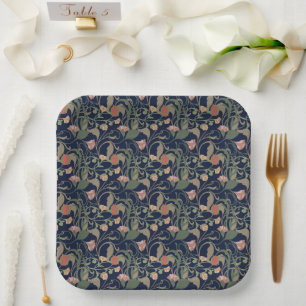 Klassisches antikes blaues Jugendstil-Muster Pappteller