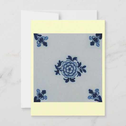 Klassisches Antiquariat Delft Blue Tile - Blumenmo Einladung (Vorderseite)