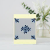 Klassisches Antiquariat Delft Blue Tile - Blumenmo Einladung (Stehend Vorderseite)