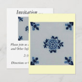 Klassisches Antiquariat Delft Blue Tile - Blumenmo Einladung (Vorne/Hinten)