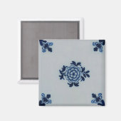 Klassisches Antiquariat Delft Blue Tile - Blumenmo Magnet (Vorderseite/Rückseite)