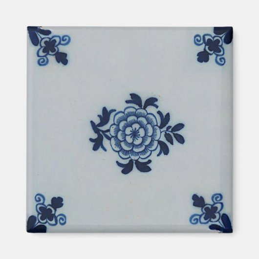 Klassisches Antiquariat Delft Blue Tile - Blumenmo Magnet (Vorne)