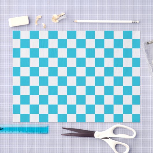 Klassisches Aquablau-Karo Seidenpapier (Handwerk)