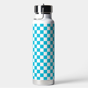Klassisches Aquablau-Karo Trinkflasche