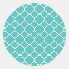 Klassisches Aquamarin marokkanisches Muster Runder Aufkleber