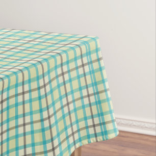 Klassisches Aquamarines Kariert Tischdecke