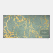 Klassisches Aquamarines Marmorbild mit Namen und I Schreibtischunterlage (Vorderseite)