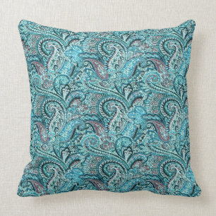 Klassisches aquamarines Paisleythrow-Kissen Kissen