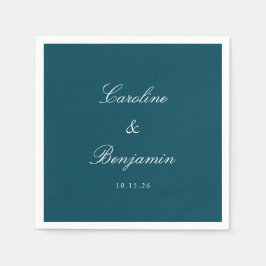 Klassisches Aquamarines Skript Elegant Wedding Cus Serviette