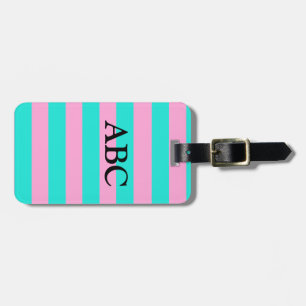 Klassisches Aquamarines und rosa Streifenmuster Gepäckanhänger