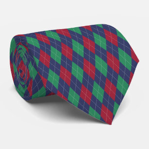 Klassisches Argyle Blau Rot Grün Weihnachten Krawatte
