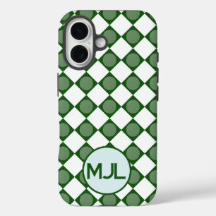 Klassisches Argyle-Muster mit individuellem Monogr iPhone 16 Hülle