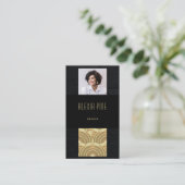 Klassisches Art Deco Berufliches Black Gold Foto Visitenkarte (Stehend Vorderseite)