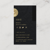 Klassisches Art Deco Berufliches Black Gold Foto Visitenkarte (Rückseite)