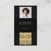 Klassisches Art Deco Berufliches Black Gold Foto Visitenkarte (Vorderseite)