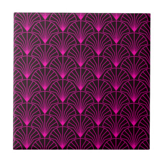 Klassisches Art Deco-Muster in Rosa und Schwarz Fliese