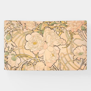 Klassisches Art Nouveau Pfingstrosen-Gartenmuster  Banner