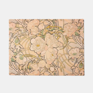 Klassisches Art Nouveau Pfingstrosen-Gartenmuster  Fußmatte