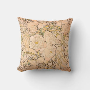 Klassisches Art Nouveau Pfingstrosen-Gartenmuster  Kissen