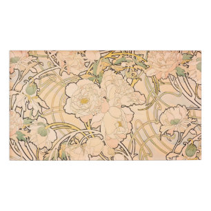 Klassisches Art Nouveau Pfingstrosen-Gartenmuster Namenschild
